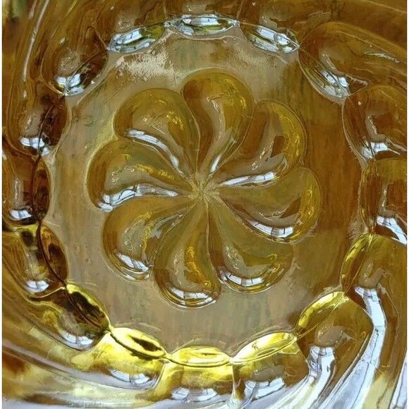 Hazel Atlas Glass Amber Colonial Swirl 6 Piece Berry Bowl Set - Picture 9 of 11